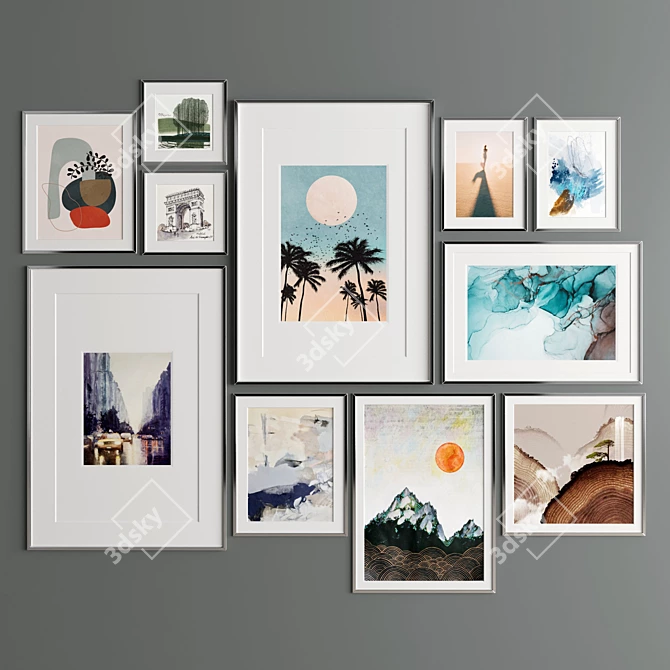 Versatile Art Frame Collection - 11 Frames, 6 Materials 3D model image 3