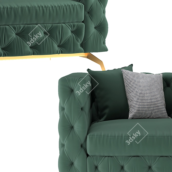 Luxury Golden Leg Capitonne Armchair 3D model image 4