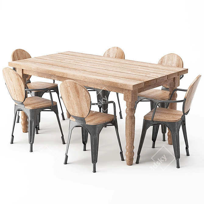 Valeria Solid Wood Dining Table 3D model image 1