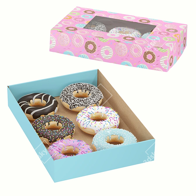 Delicious Donut Box 3D model image 2