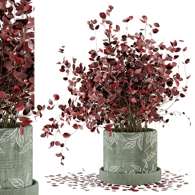 Rusty Concrete Pot Indoor Plants - Set 49 3D model image 1