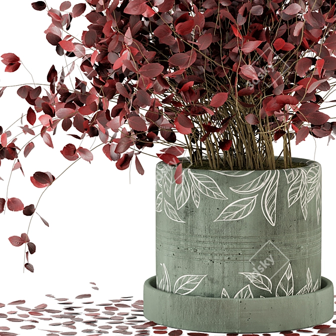 Rusty Concrete Pot Indoor Plants - Set 49 3D model image 3