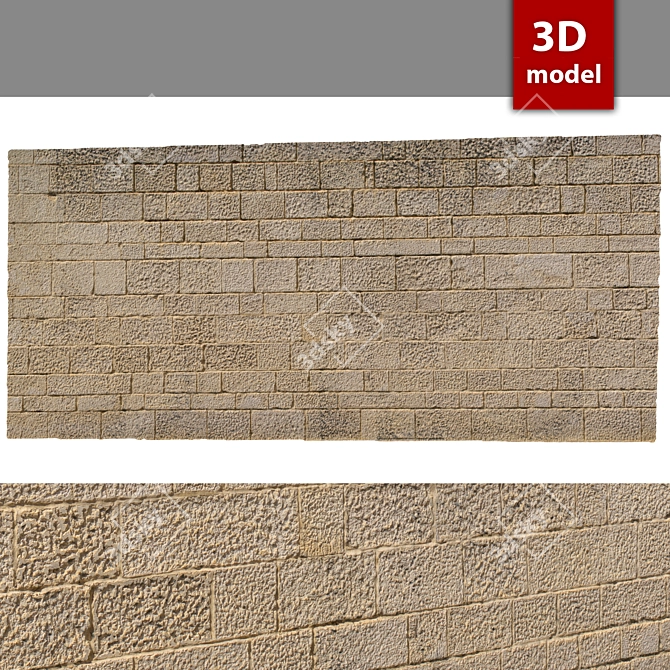 Stone Wall 3D Model 3D model image 1