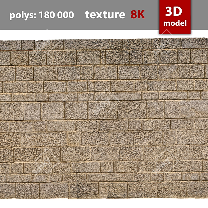 Stone Wall 3D Model 3D model image 2