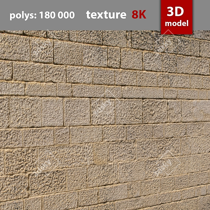 Stone Wall 3D Model 3D model image 3