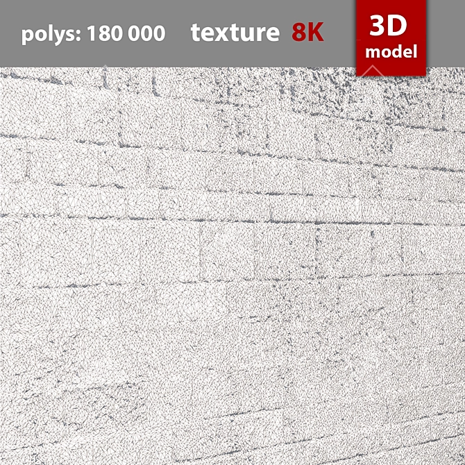 Stone Wall 3D Model 3D model image 4