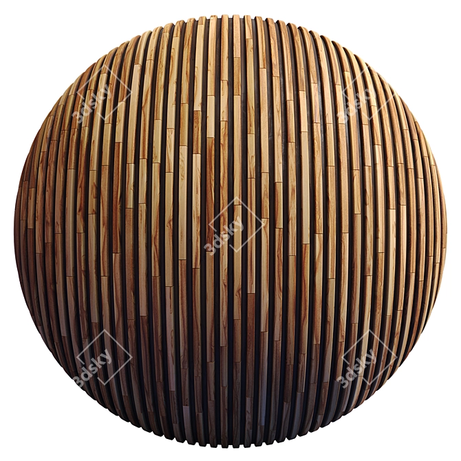 Rustic Wood Stripes 4K Panel with PBR Textures 3D model image 3