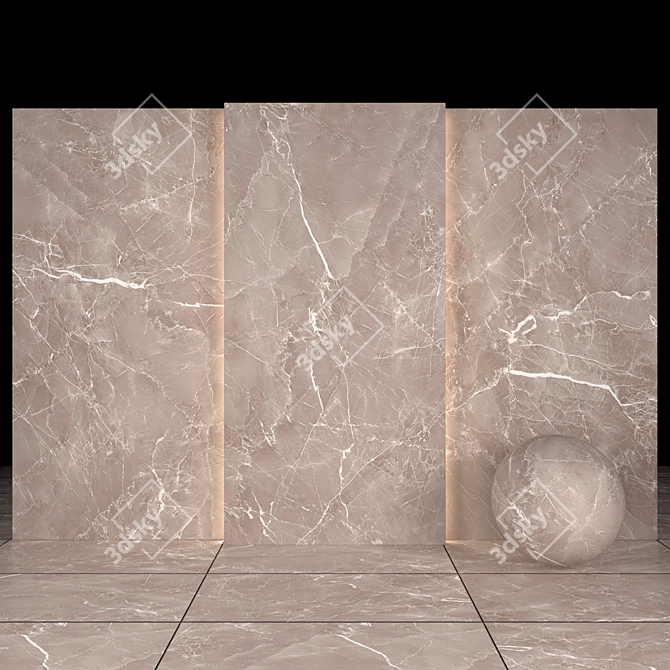 Sleek Gray Marble Slabs & Tiles 3D model image 1