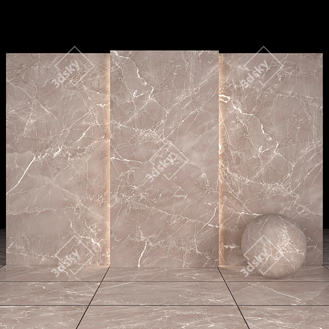 Sleek Gray Marble Slabs & Tiles 3D model image 2