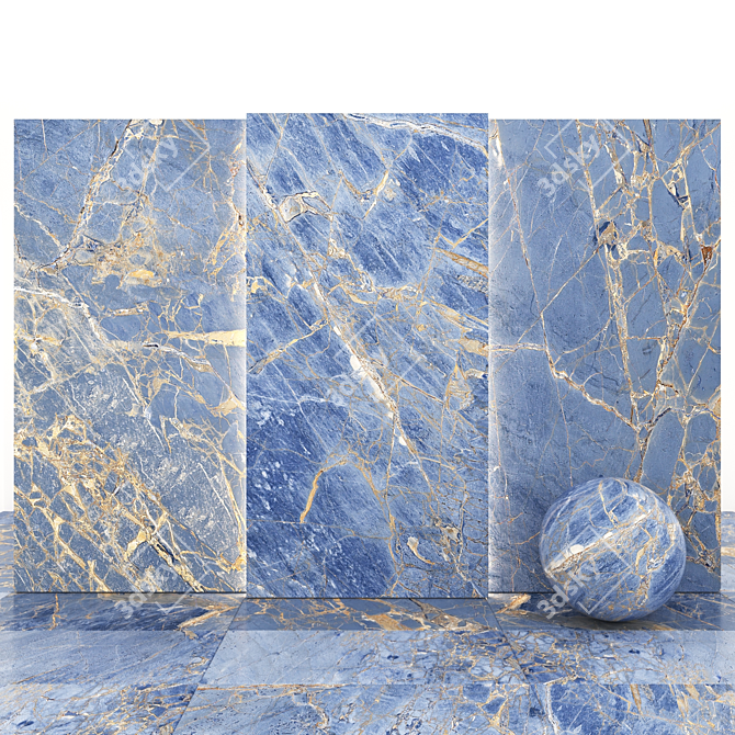 Elegant Blue Marble Slabs 3D model image 1