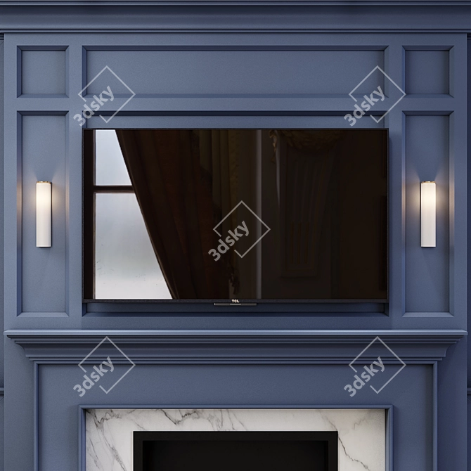 Elegant Neoclassical TV Wall 3D model image 2