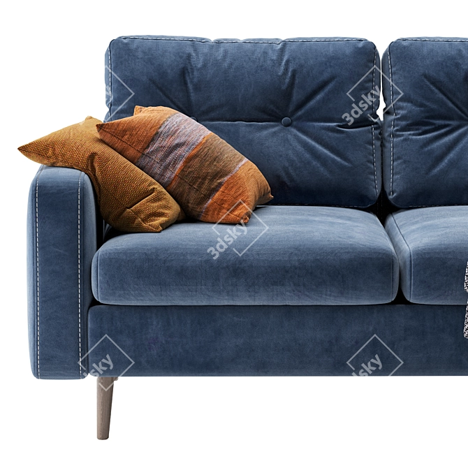 Velvet Blue Mini Sofa 3D model image 3