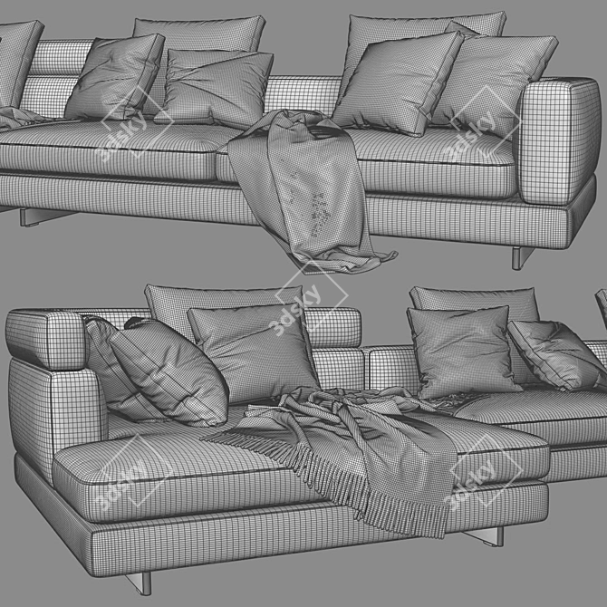 Luxurious Minotti Alexander Chaise Longue Sofa 3D model image 4