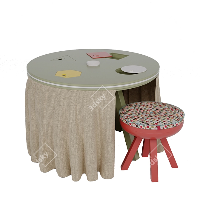 Interactive Children's Table and Chair 3D model image 1