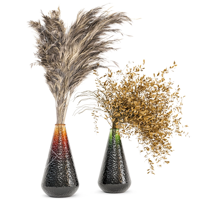 Pampas Dreams: Dried Plantset with Glass Vase 3D model image 4