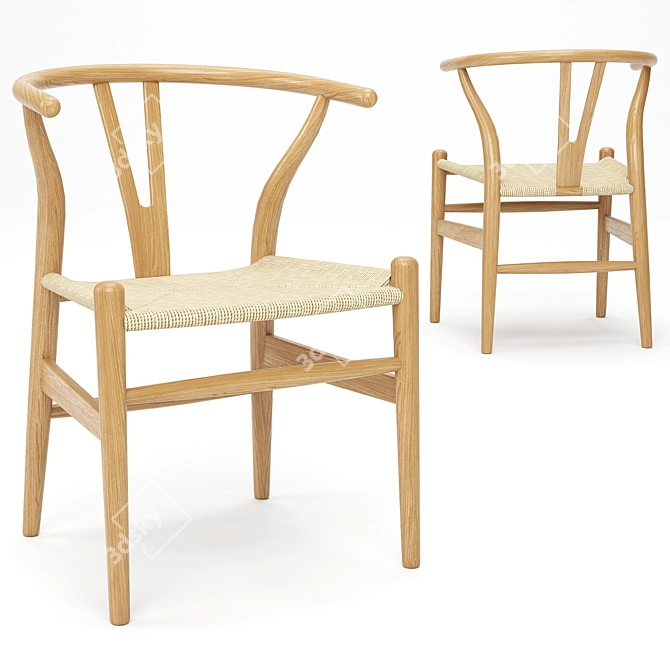 Wegner Style Wishbone Chair 3D model image 3