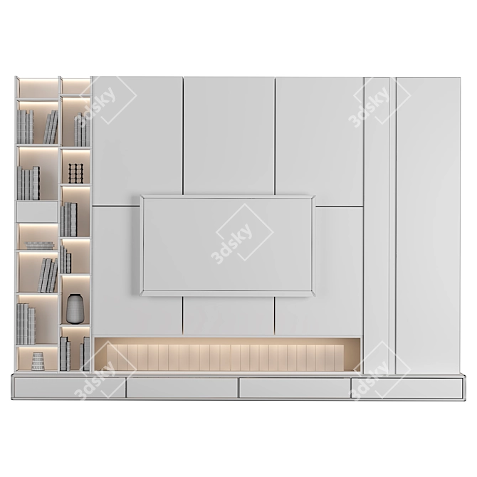 Sleek TV Wall Unit 3D model image 4