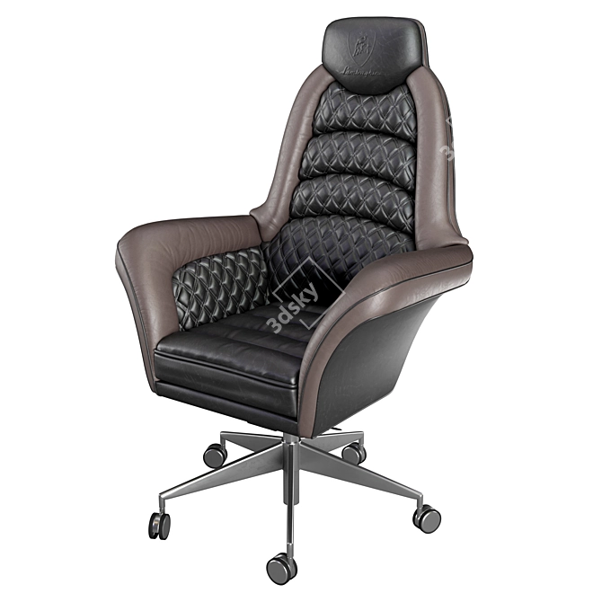 Elegant Quilted Leather President Chair 3D model image 1