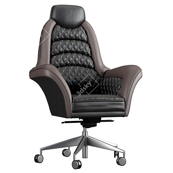 Elegant Quilted Leather President Chair 3D model image 2