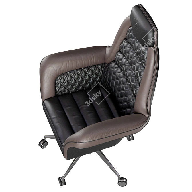 Elegant Quilted Leather President Chair 3D model image 3