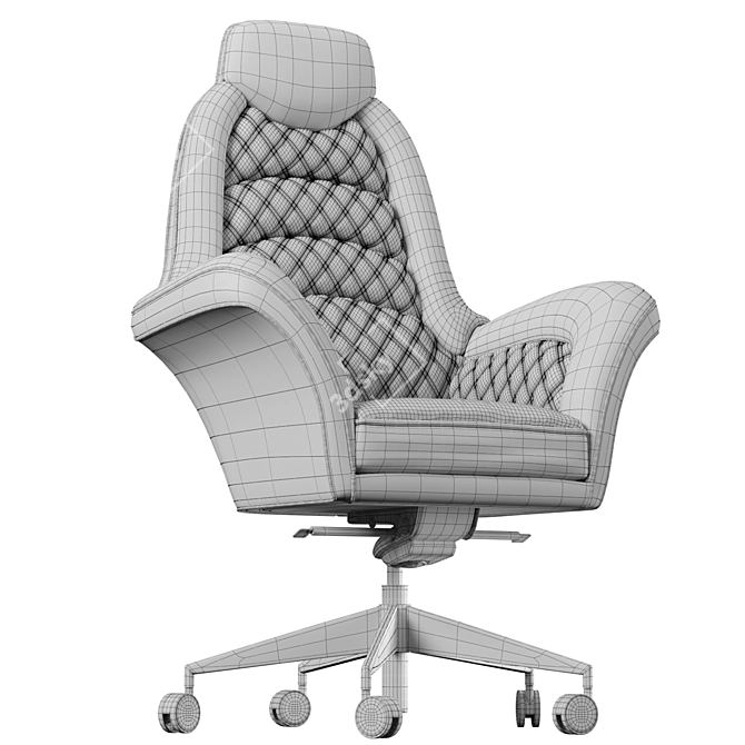 Elegant Quilted Leather President Chair 3D model image 5