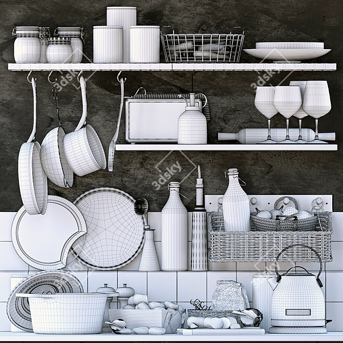 Elegant Kitchen Decor Set 3D model image 5