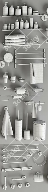 Modern Bathroom Accessories Set 3D model image 5