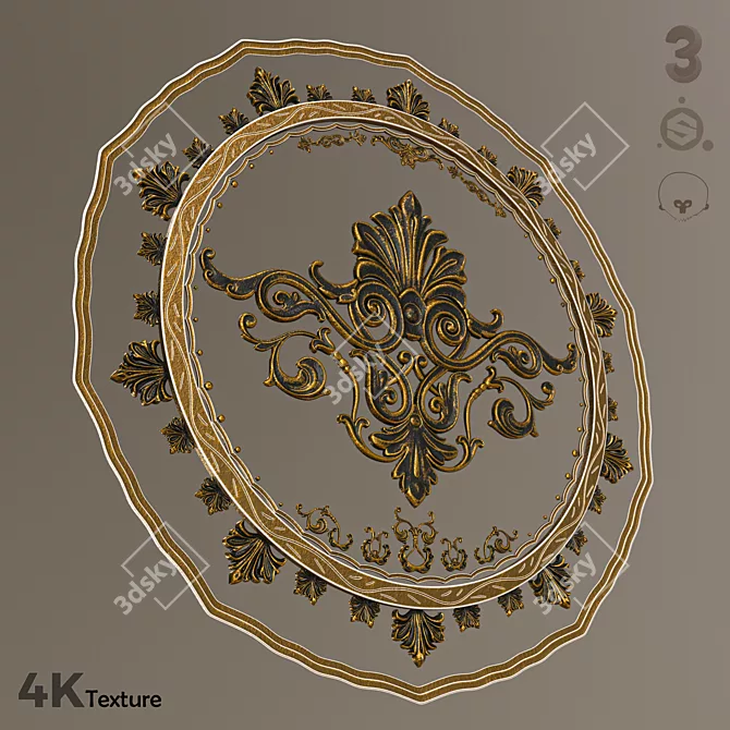 Luxury Golden Ornamental Sculpture 3D model image 1