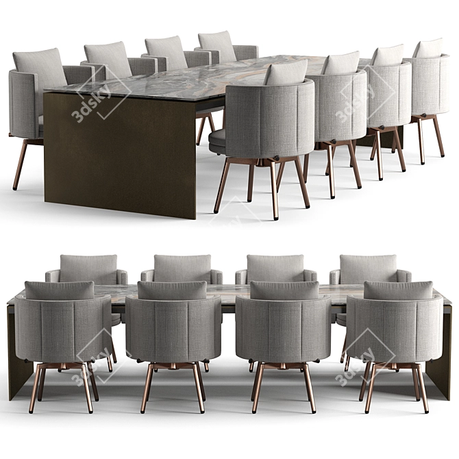 Elegant Minotti Dining Set 3D model image 1