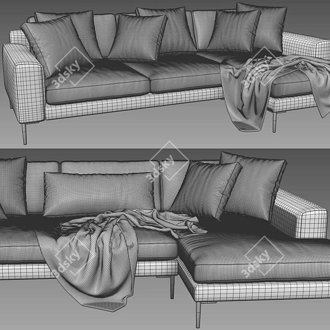 Modern West Elm Harper Chaise 3D model image 4