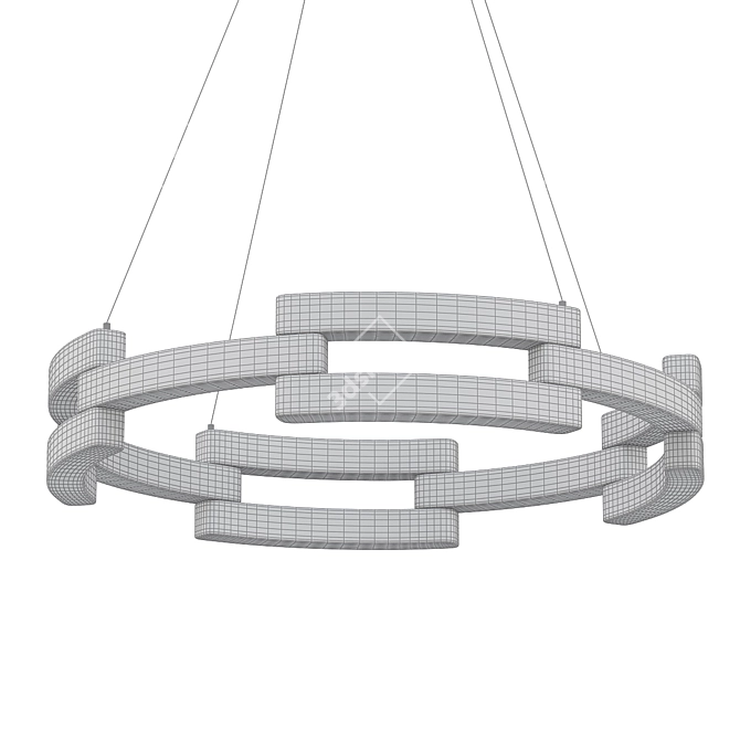 Chic Industrial Chain Link Pendant 3D model image 2