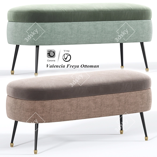 Valencia Freya Ottoman: Stylish and Functional 3D model image 1