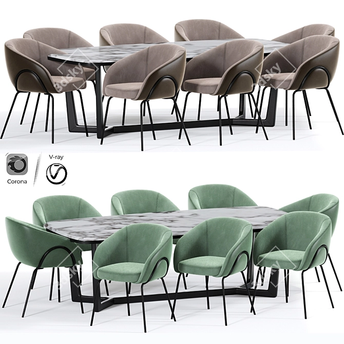 Xander Modern Dining Chair 3D model image 1