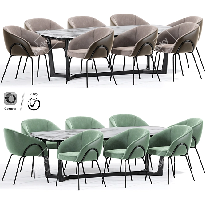 Xander Modern Dining Chair 3D model image 6