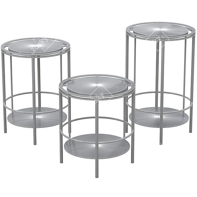 Versatile Side Table Set in Brass, Steel and Black Marble 3D model image 2