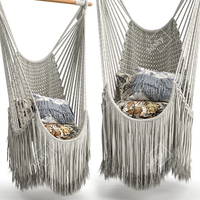 Boho Haven Macrame Swing 3D model image 1