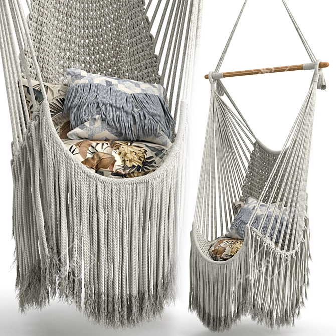 Boho Haven Macrame Swing 3D model image 2