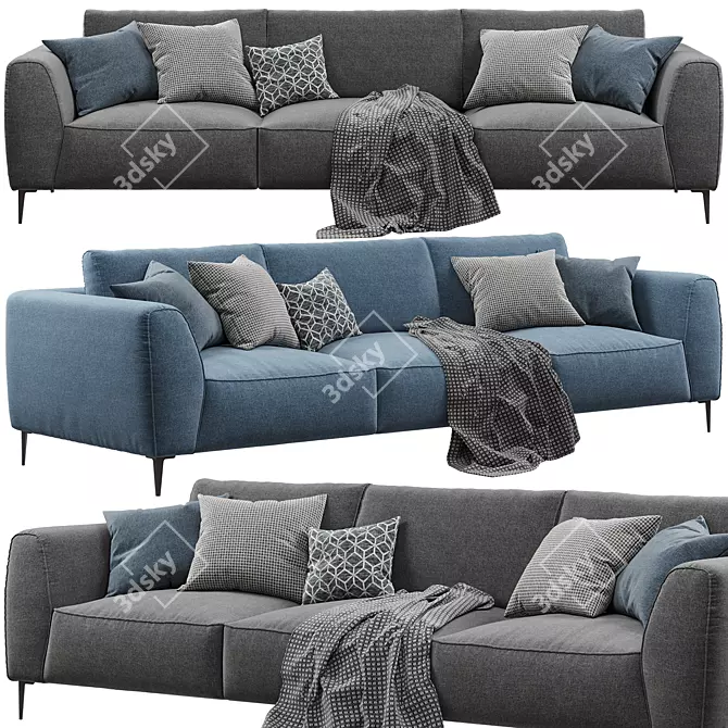 Luxury Comfort: Chateau dAx Dudy 3-Seat Fabric Sofa 3D model image 2