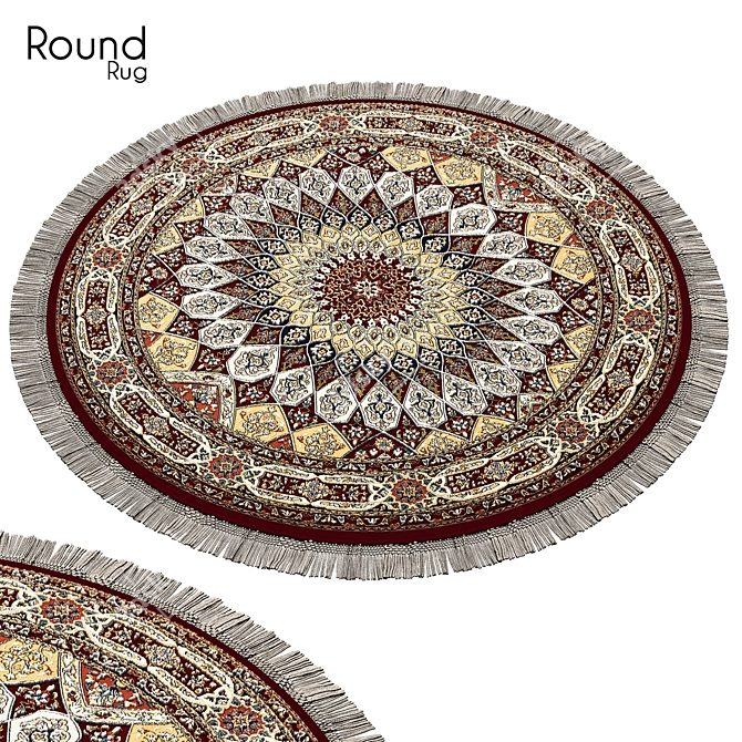 Circular Grey Geometric Rug 3D model image 1