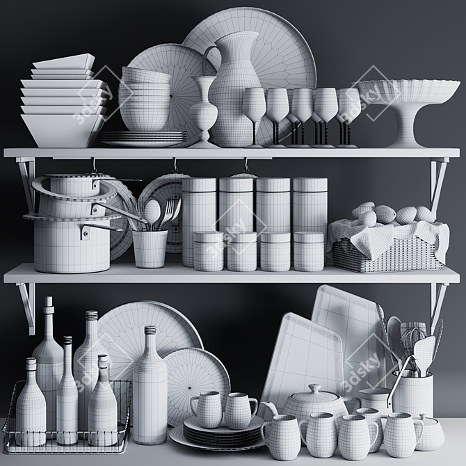 Sleek Kitchen Essentials 3D model image 4