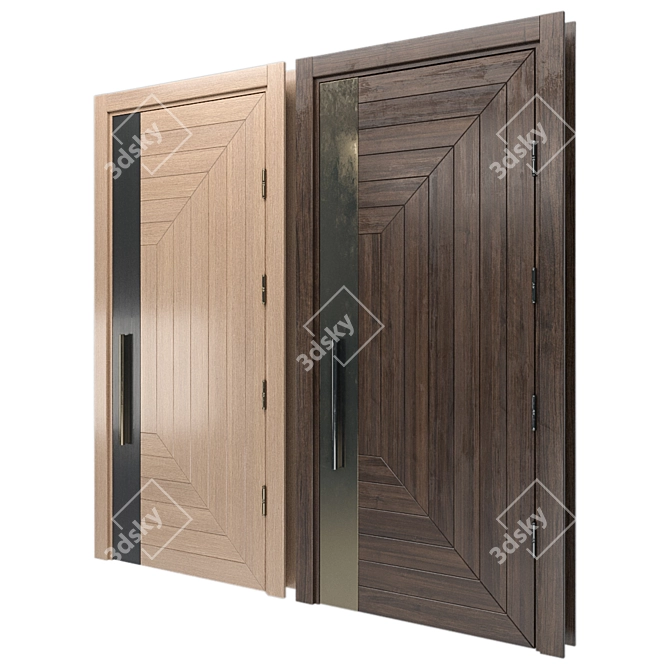 Modern Wood and Steel Door 3D model image 2