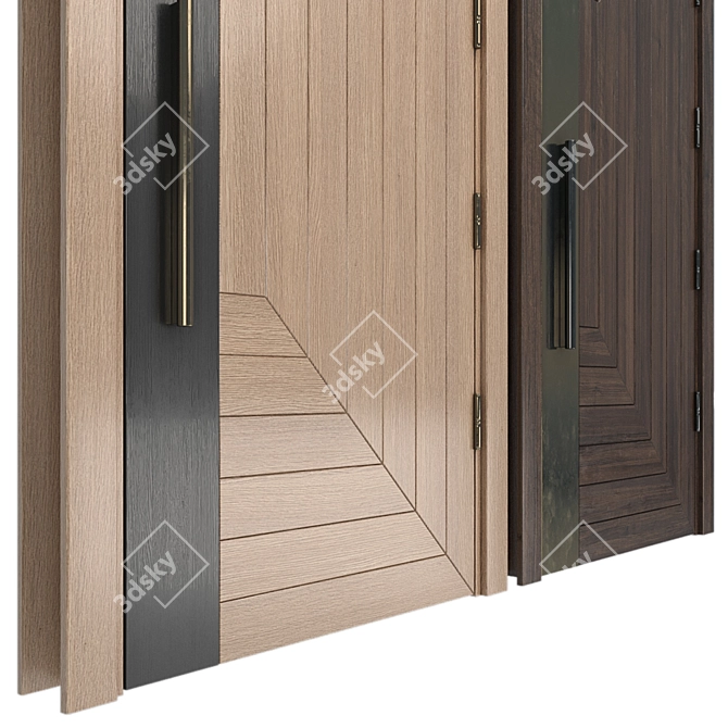 Modern Wood and Steel Door 3D model image 3