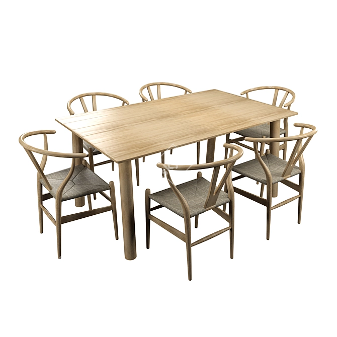 Sleek Modern Table with CH24 Chairs 3D model image 1