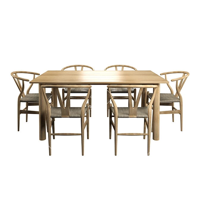 Sleek Modern Table with CH24 Chairs 3D model image 3