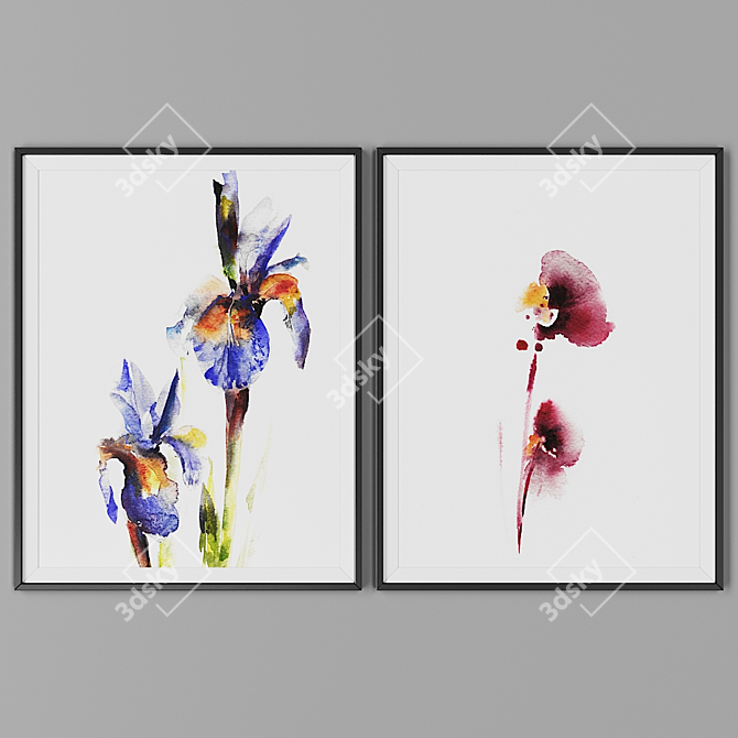 Black Framed Picture Set 3D model image 1