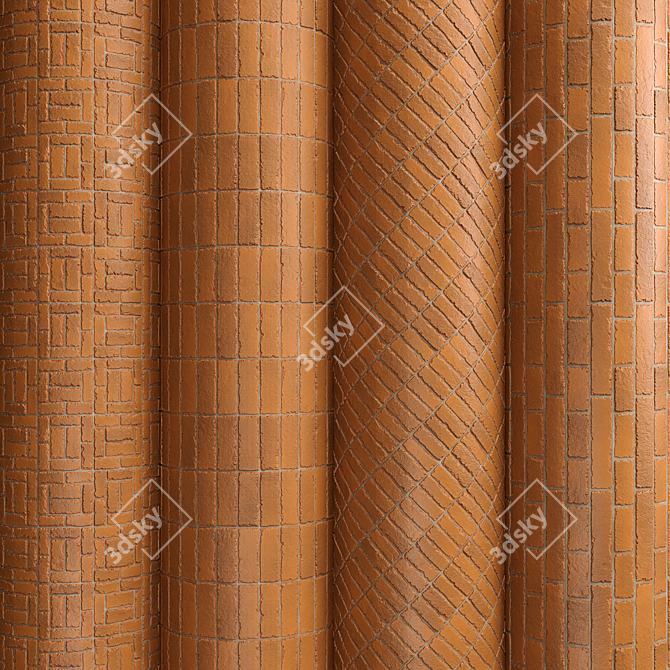 PBR Brick Tiles: 4 Patterns in 5 Materials 3D model image 1