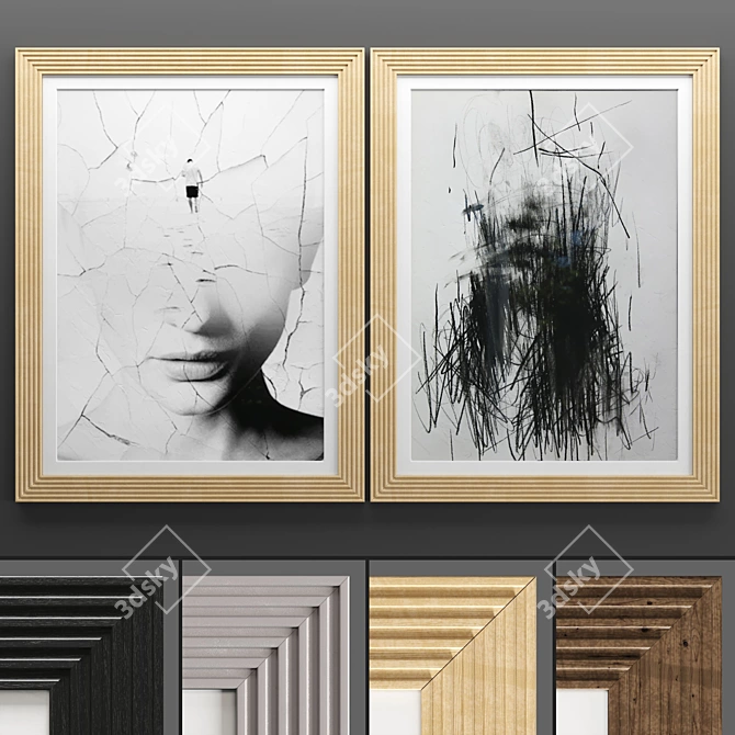 Elegant Art Frame Set - 732 3D model image 1