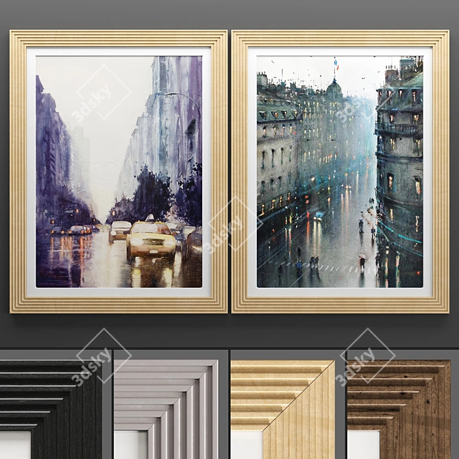 Modern Art Frame Set 3D model image 1