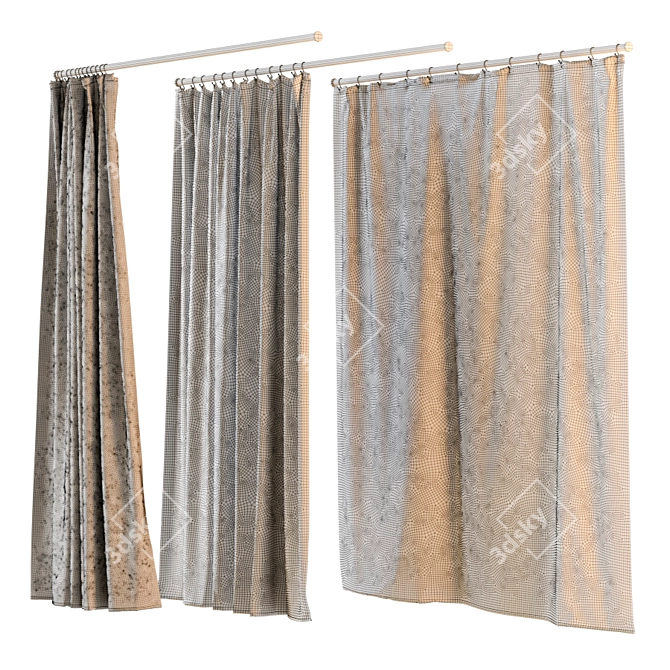 Stylish Shower Curtain with 6 Unique Prints 3D model image 5