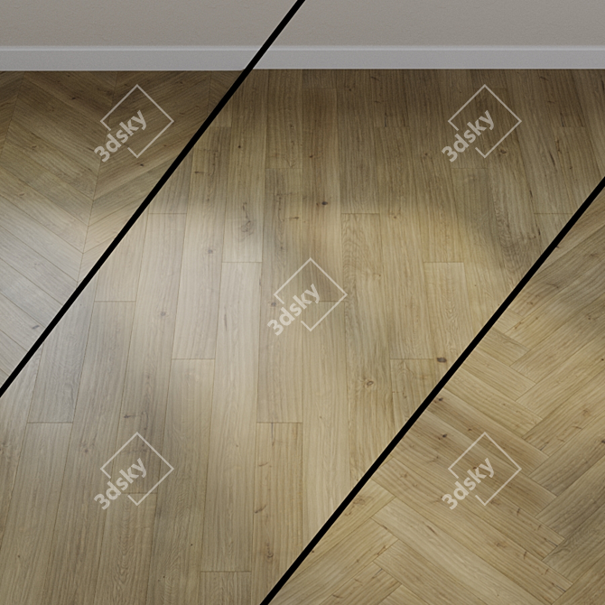 Ter Hurne Unique Oak Gray Beige Parquet Board 3D model image 1